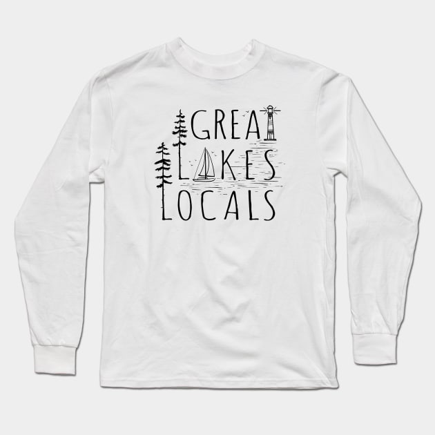 Great Lakes Locals, black Long Sleeve T-Shirt by GreatLakesLocals